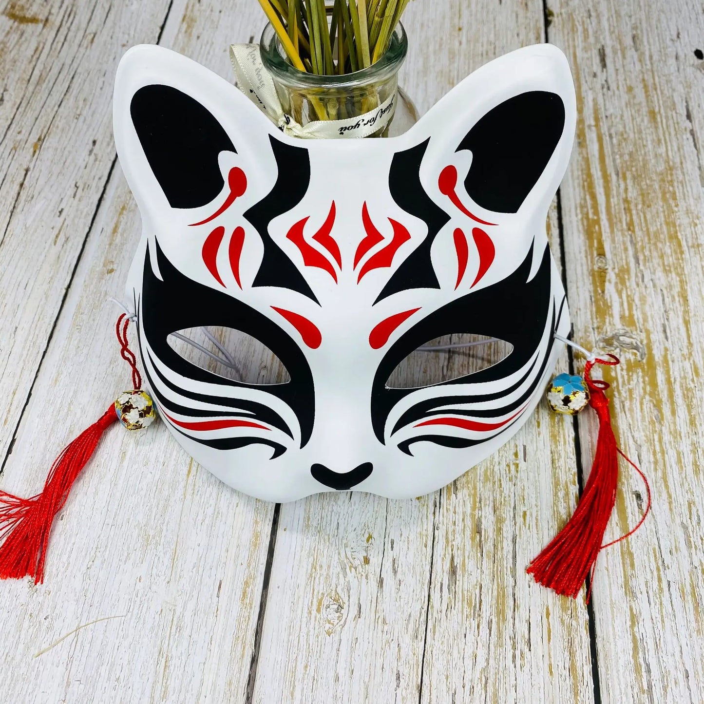 Japanese Mask Half Face Hand-painted Cat Fox Mask