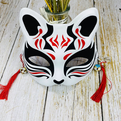 Japanese Mask Half Face Hand-painted Cat Fox Mask